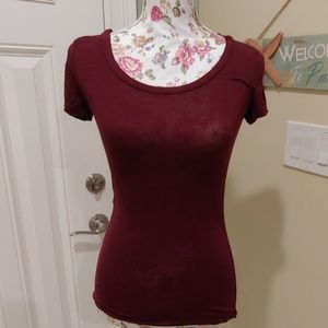 American dream burgandy short sleeve top XS